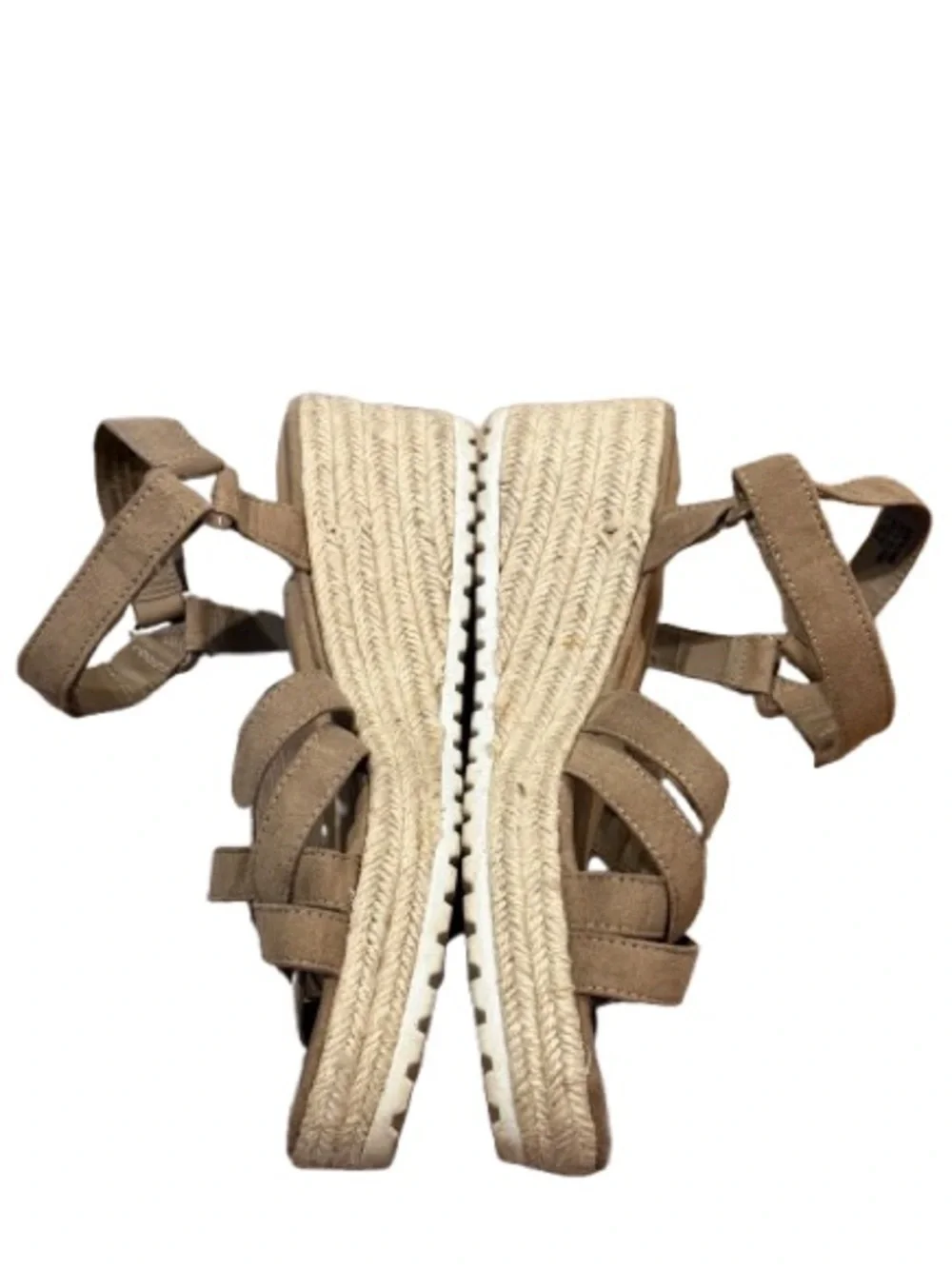 Time and Tru Women's Taupe Wedge Sandals - Neutral Strappy Casual Size 8